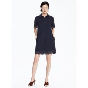 Banana Republic Navy Floral Lace Polo Shirt Dress, XS